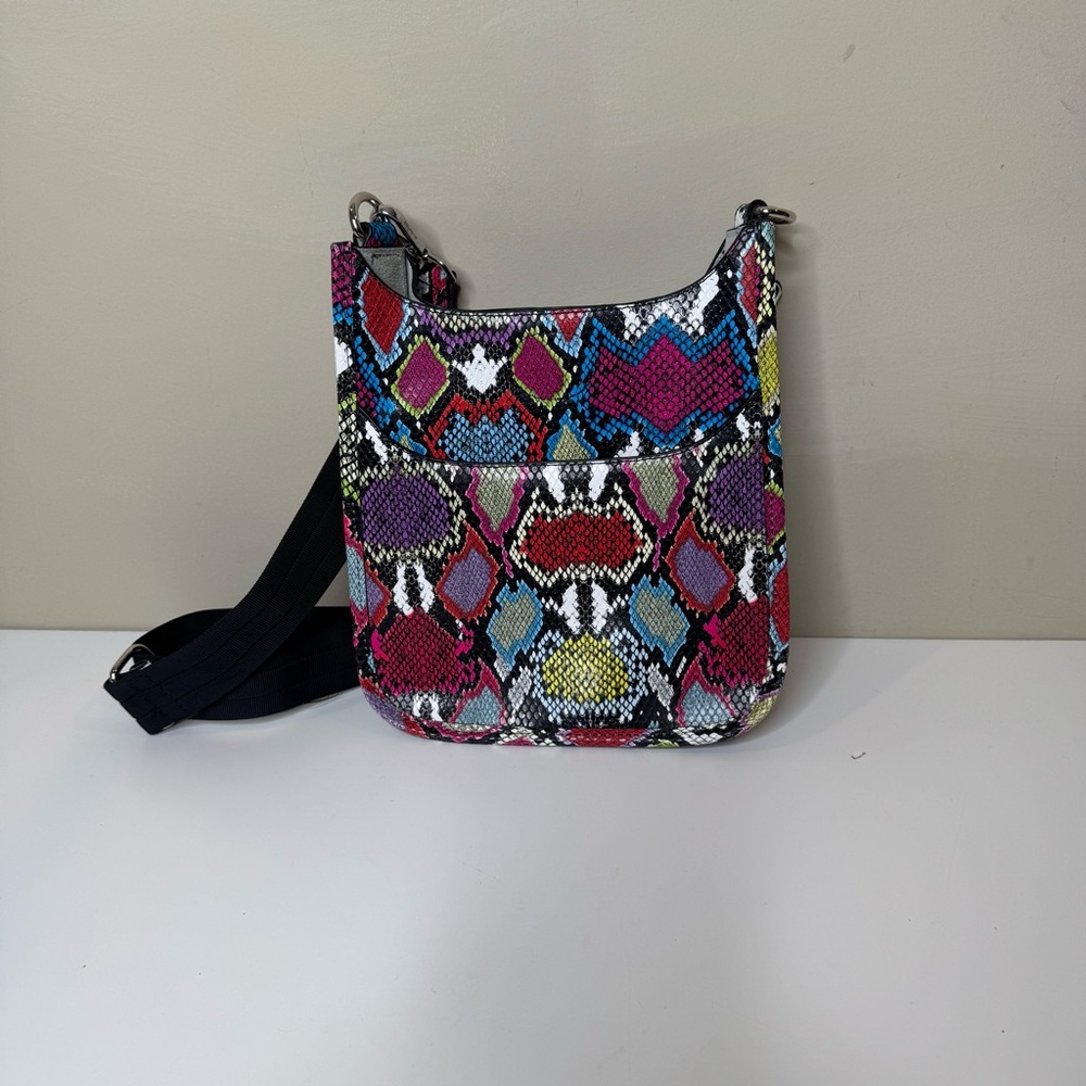 Ahdorned Mini Vegan Leather Messenger Crossbody Bag Multi Reptile Pattern - Picture 5 of 11
